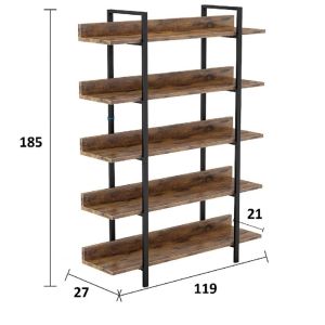 Shelf Almond walnut/black 119x27x185cm