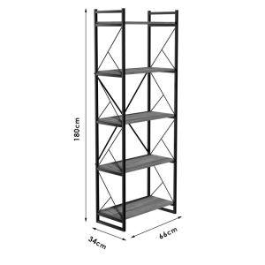 Baker shelf, black/walnut color, 66x34x180cm