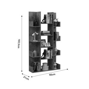 Charles melamine shelf, gray oak color 90x31x182.5cm