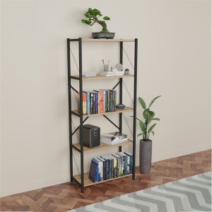Shelf Draizy oak/black 60x30x150cm