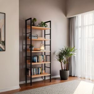 Shelf Elbo natural-black steel 60x28x160cm