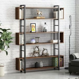 Shelf Fifer color black/walnut 120x27x185cm