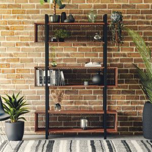 Shelf Fifer color black/walnut 120x27x185cm