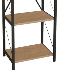 Shelf Glase melamine oak color/ black metal 40x30x150cm