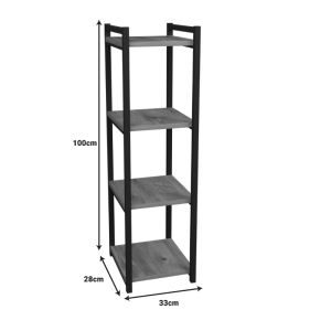 Harvey shelf, black metal and natural melamine, 33x28x100cm