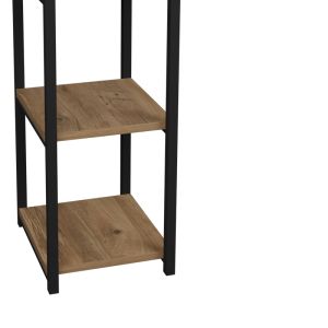 Harvey shelf, black metal and natural melamine, 33x28x100cm