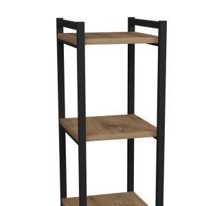 Harvey shelf, black metal and natural melamine, 33x28x100cm