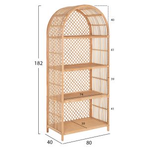 Shelf Hm9552 made of rattan in natural color 80x40x182hcm,