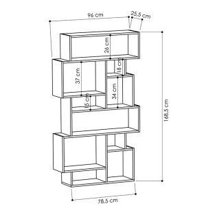 Karmato shelf, mocha color, 96x25.5x168.5cm