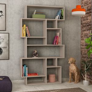 Karmato shelf, mocha color, 96x25.5x168.5cm