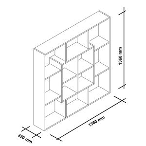 Leef shelf, white and walnut color, 136x22x136