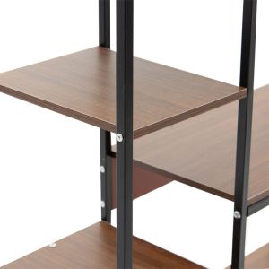 Leena metal shelf, dark walnut/black, 80x30x142cm