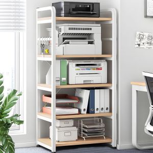 Lito metal shelf, white-natural, 60x40x140cm