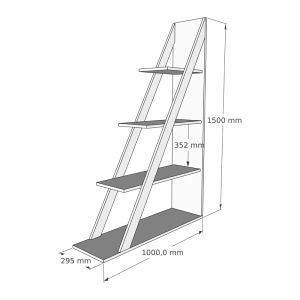 Quina shelf in anthracite color 100x30x150cm