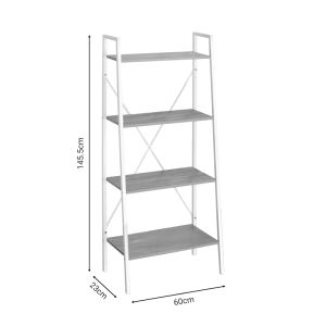 Ramon shelf with melamine tops and white metal frame 60x23x145.5cm
