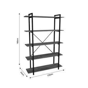 Reson shelf, black/anthracite, 120x34x180cm