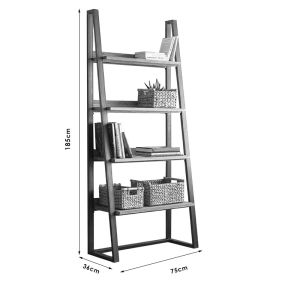 Bookcase Ryder black/walnut 75x36x185cm