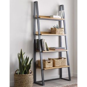 Bookcase Ryder black/walnut 75x36x185cm