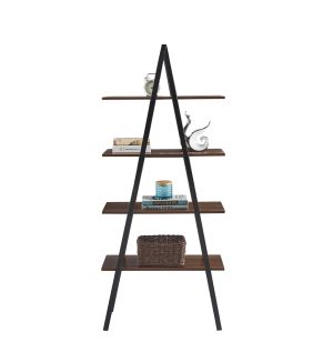 Етажерка Stam Hm18073.04 черна метална рамка-меламин в орех 71x38x165hcm.