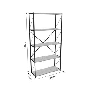 Tikilmo shelf with metal frame and melamine tops, anthracite color, 88x34x180cm