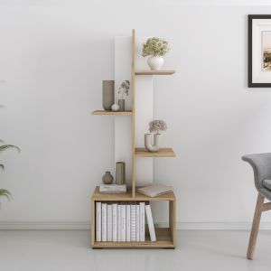 Trivio shelf Hm18195,03 melamine in white-atlantis green 50x25x127hcm