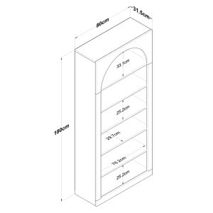 Shelf Zoel white melamine 80x31.5x180cm