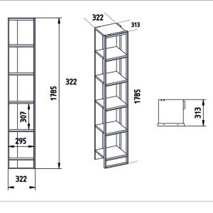 Shelf in white marble color and gold metal frame 32x38.5x178.5cm