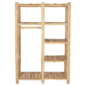Balen Hm9550 hallway shelf made of teak wood in natural color 120x50x180cm