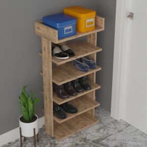 Riber melamine shoe rack in natural wood color 73x30x142hcm Hm18191