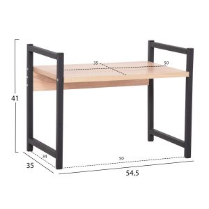 Kitchen organization shelf Becko Hm18219.03 melamine in Sonama-black metal 54.5x35x41hcm.
