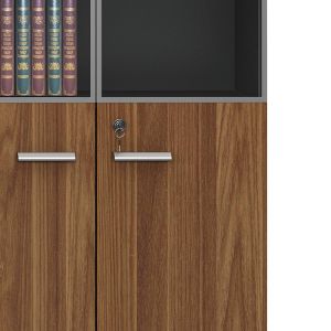 Етажерка за офис Oscar със стъклени вратички цвят орех/антрацит 80x40x200cm