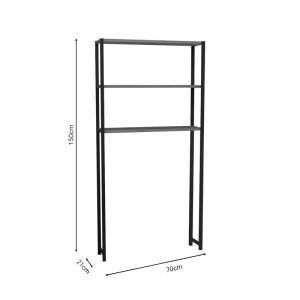 Bothy washing machine shelf with oak-colored melamine tops and metal frame 70x21x150cm