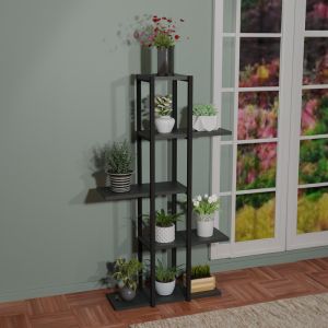 Floor shelf Ploko with metal frame and melamine shelves, anthracite color 60x24x110cm