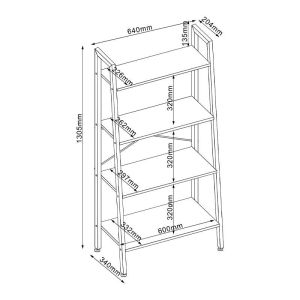 Fonzy 4-shelf bookcase, Sonoma color, 64x34x130 cm