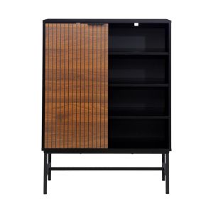 Bookcase with 4 shelves and 1 cabinet Fl2405 black-brown color 80x40x110cm