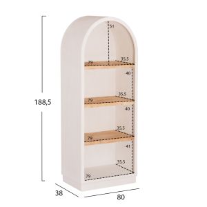 Shelf Santorini series Hm18044 MDF in white-shelves solid fir wood in natural color 80x38x188.5hcm
