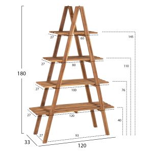 Teak shelf in natural color Stam Hm7895 120x33x180hcm