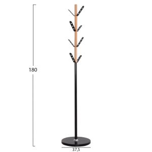 Закачалка Billy Hm18075.01 бук-черен метал-база с дърво Φ37.5x180hcm.