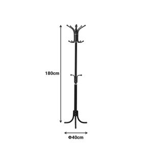 Mendora metal coat hanger in black color 40x40x180cm