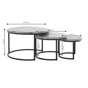 К-т 3 маси Zita масив мангово дърво 78 х 47cm