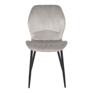 Кадифен стол Jelour в сив нюанс с черни метални крака 46.5x60x84см