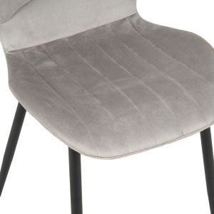 Кадифен стол Jelour в сив нюанс с черни метални крака 46.5x60x84см