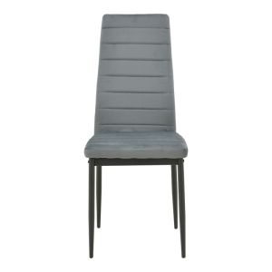 Кадифен стол Parker в сив нюанс с черен метален крак 39.5x48x95см
