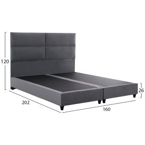 Кадифено сиво легло Milo Hm616,10 за матрак 160x200cm