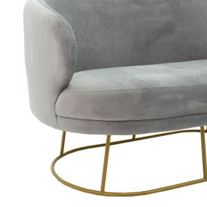 Канапе Gloria в сиво кадифе със златна метална рамка 132x82x83cm