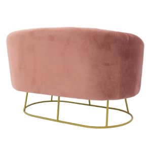 Gloria sofa in rose ash color with gold metal frame 132x82x83cm