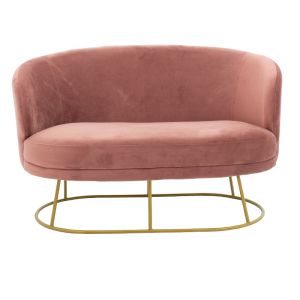 Gloria sofa in rose ash color with gold metal frame 132x82x83cm