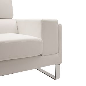 Shea sofa made of white eco-leather with stainless steel legs 198x80x87cm
