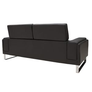 Shea sofa made of black eco-leather with stainless steel legs 198x80x87cm