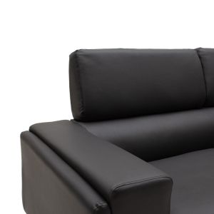 Shea sofa made of black eco-leather with stainless steel legs 198x80x87cm